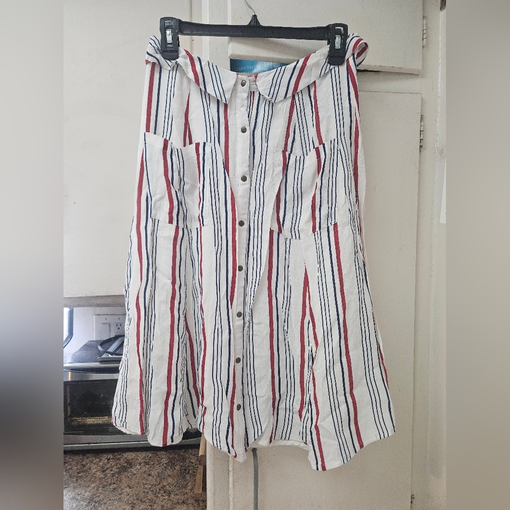 NWOT New Tularosa sz Medium M Oliver blue red white striped Button-Down Skirt